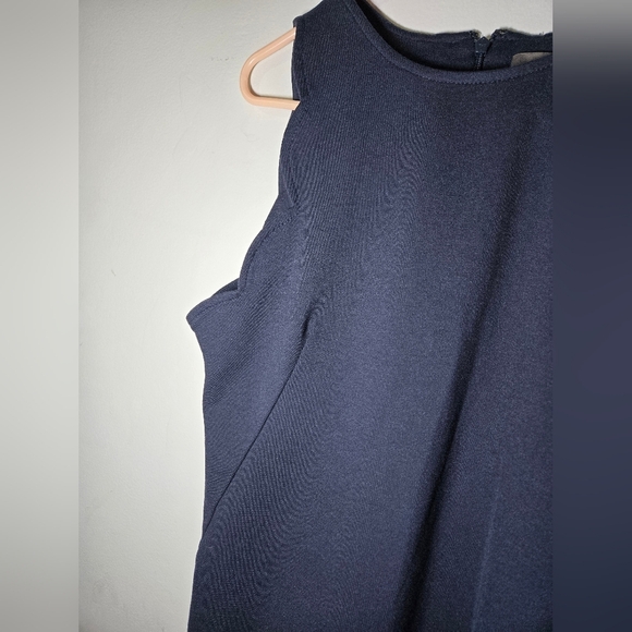 Vince Camuto Size 12 Navy Blue sleeveless dress with scalloped edges - Picture 3 of 7